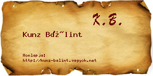 Kunz Bálint névjegykártya